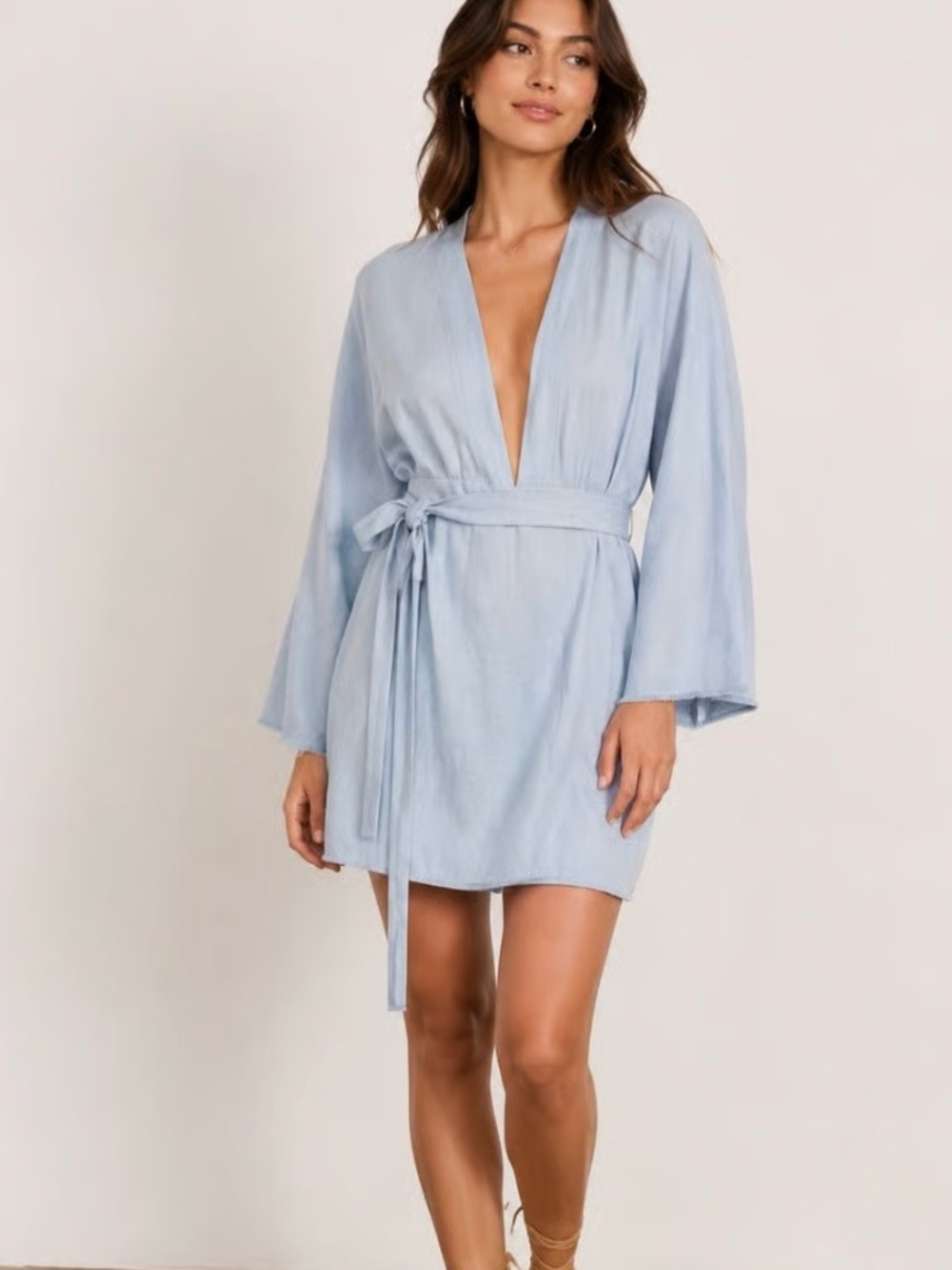 Reformation light blue Kimono dress
